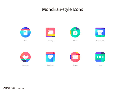 Mondrian-Style Icons illustration logo ux 插图