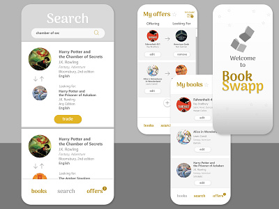 Case Study - BookSwapp app book app books design flat ui ux