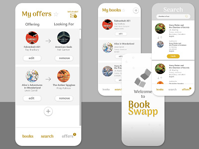 Case Study - BookSwapp app book app books design flat ui ux