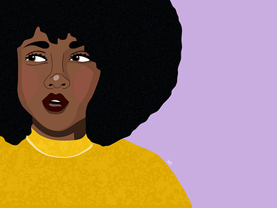 Woman with afro in yellow sweater afro beautiful black woman designer draw flat design graphic graphicdesign illustration