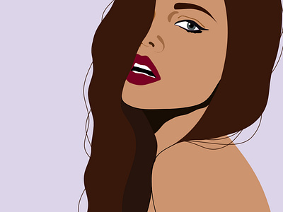 girl with red lips beautiful brunette design design art flat design girl graphicdesign illustration red lips