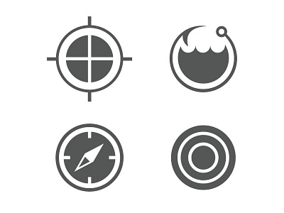 Hunt, Fish, Camp, Shoot Icon Set flat icon