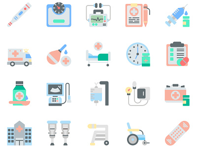 Medical Equipment Flat Style button design design flat design hospital icon icon design icon set ui ux
