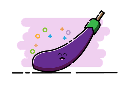 Cute Eggplant cute eggplant flat design fruit icons icon natural vector