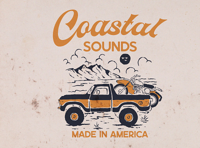 Coastal Sounds badge branding design graphic design illustration logo retro vector vintage