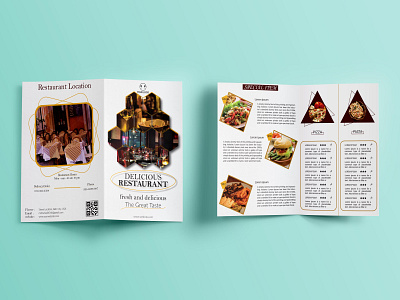 Restaurant bi-fold brochure animation bifold branding brochure business card card creative flyer graphicdesign typography