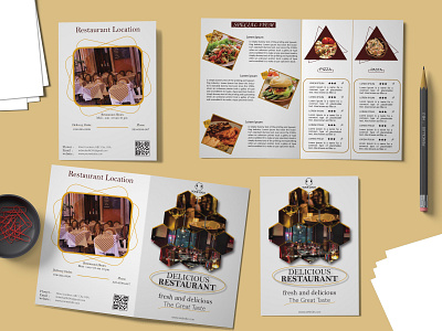 Restaurant bi-fold brochure animation bifold brochure business cards card creative design flyer graphicdesign logo