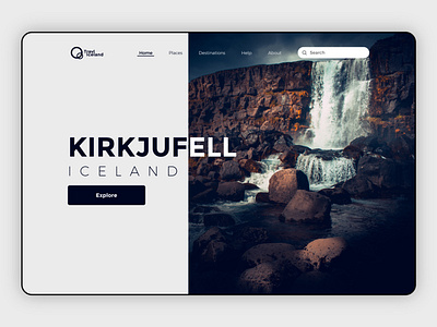 Travel Iceland dailydesing design flat iceland minimal travel typography ui ux vector waterfall web web design webdesign website