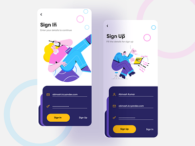 Sign in & Sign up Screens app design flat form minimal sign up ui typography ui ux