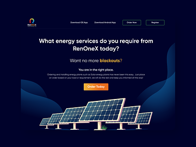 Solar Energy Landing Page design homepage design minimal renewable energy service app typography ui design website website design