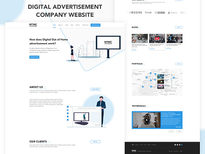Digital Out of Home Advertisement Website about us advertisement clients company download enquiry free landing page mockup our services testimonials website