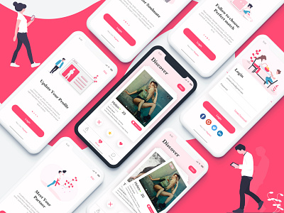 Dating App animated app branding connecting people connection dating dating app design graphics illustration ios ios app mobile app mobile design mobile ui ui vector