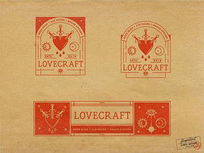 Lovecraft Logo Concept 20s aesthetic antique bar branding classic dark illustrator lettering logo logo design red restaurant tarot typography vector vintage