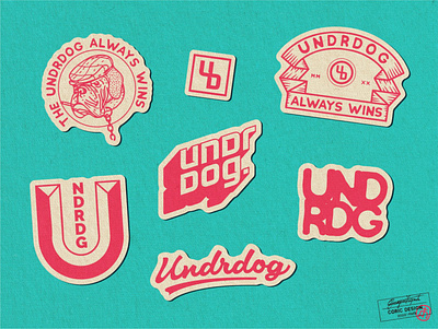 Sticker Design for Undrdog american bold branding creative graphic graphic design illustration illustrator lettering logo masculine sticker typography vector vintage visual identity