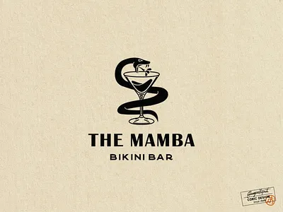 Logo design for Mamba Bikini Bar alcohol bar black and white brand branding clean drink elegant illustrator logo masculine simple snake sport sports tattoo vector venom vintage