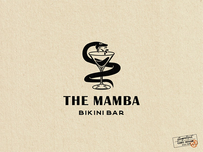 Logo design for Mamba Bikini Bar alcohol bar black and white brand branding clean drink elegant illustrator logo masculine simple snake sport sports tattoo vector venom vintage