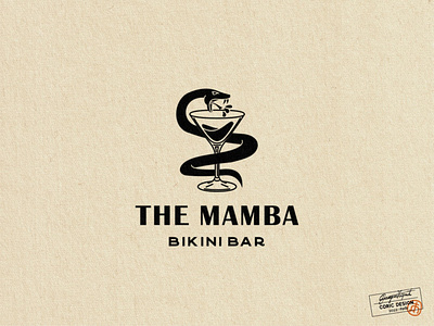 Logo design for Mamba Bikini Bar alcohol bar black and white brand branding clean drink elegant illustrator logo masculine simple snake sport sports tattoo vector venom vintage