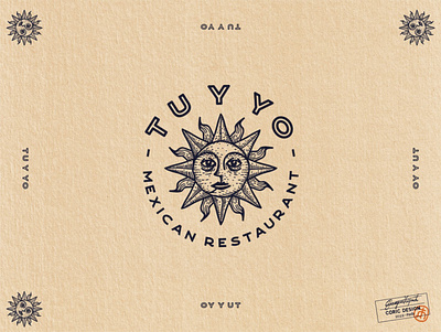 Logo Design for Tuyyo branding cantina character classic concept cuisine culture latin lettering logo me mexican monochromatic restaurant sun taco traditional typography vintage you