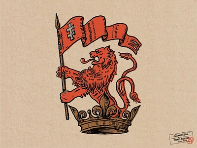 Heraldic Lion Logo Design animal animals classic coat of arms crest cyrillic draw ecommerce flag font handlettering heraldic heraldry illustration lion masculine nobility seal small business vintage