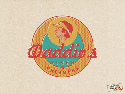 Logo Design for Daddio’s Diner & Creamery 50s america characterdesign colorful dad designer diner emblem family flat design food gaming man mascot menu restaurant retro us vintage yellow