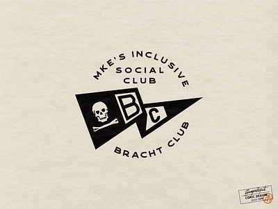 Logo Design for Bracht Club 2d black bone brand design city club event flag fun inclusion inclusive logomark nautical pirate profile skull skull and bones social vector white