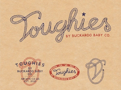 Logo Design for Toughies by BBco. baby baby clothes branding design buckaroo challenge children company country cowboy fashion girl pajama responsive retro rope shop southern store typography