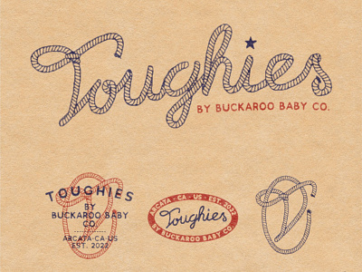 Logo Design for Toughies by BBco. baby baby clothes branding design buckaroo challenge children company country cowboy fashion girl pajama responsive retro rope shop southern store typography