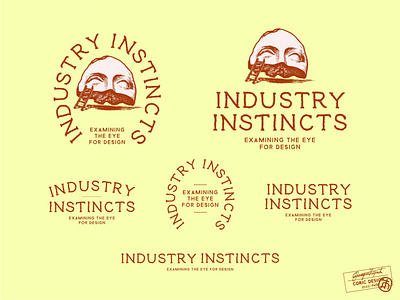 Logo Design for Industry Instincts abstract art branding brown chipped face graphic design greek green heritage icon illustraion lemon letters lime lockup logo statue woman yellow