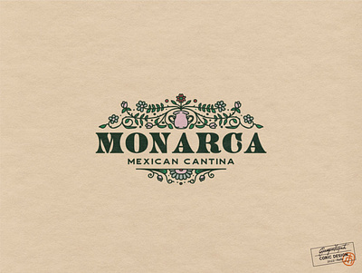 Logo Design for Monarca Mexican Cantina bar bell butterfuly color feminine floral flower flowes heart local logo designer mexican mexico ornamet simple small business