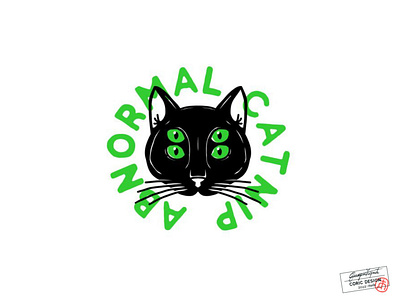 Logo Design for Abnormal Catnip abnormal animal apparel bright cartoon cat character concept design feline fun green hipster icon logo paranormal startup tshirt typeface weird