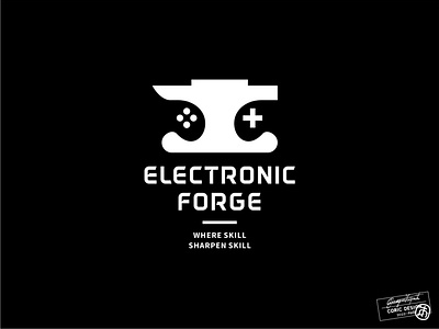 Logo Design for Electronic Forge black and white brand branding creative digital flat design games gaming graphic iconography illustrator logo logo designer sports tech technology vector video video game video games