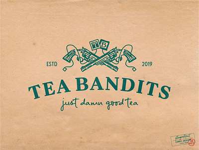 Logo Design for Tea Bandits branding classic creative designer german germany gun illustration logo logo design men pistol retro serif simple tea traditional type typography vintage