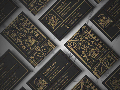 Business Cards for Manic Cloth abstract apparel black brand branding business card business cards clothing creative design dieselpunk fashion gold graphic design mockup print retro stationery tattoo vector