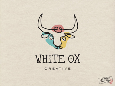 Logo Design for White Ox Creative 2d abstract adobe illustrator agency animals colorful doodle feminine girl interaction line logos marketing ox photography shapes simple sketch studio web design