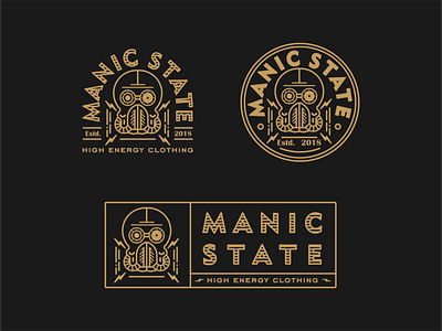 Logo Design for Manic State Clothing abstract apparel black brand branding clothing creative design dieselpunk fashion gold graphic design illustration illustrator lettering logo tattoo typography vector vintage