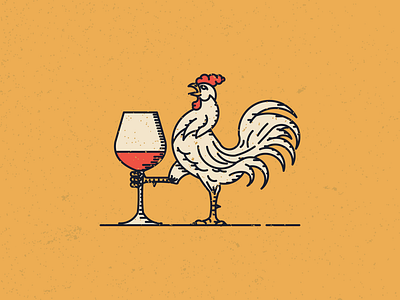 Heraldry inspired Gallic rooster Logo concept art brand creative design french fun heraldry illustration logo retro rooster texture vector vinatge wine