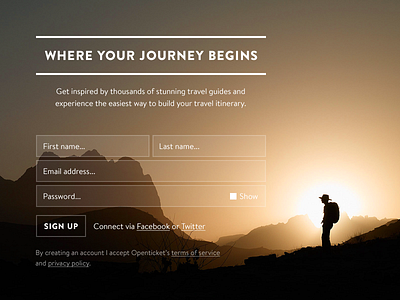 Where Your Journey Begins form signup