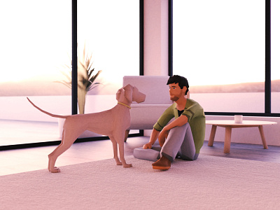 Me & Luna 3d aframe animation blender character dog lighting lobby low poly model rig vr web webvr webxr xr