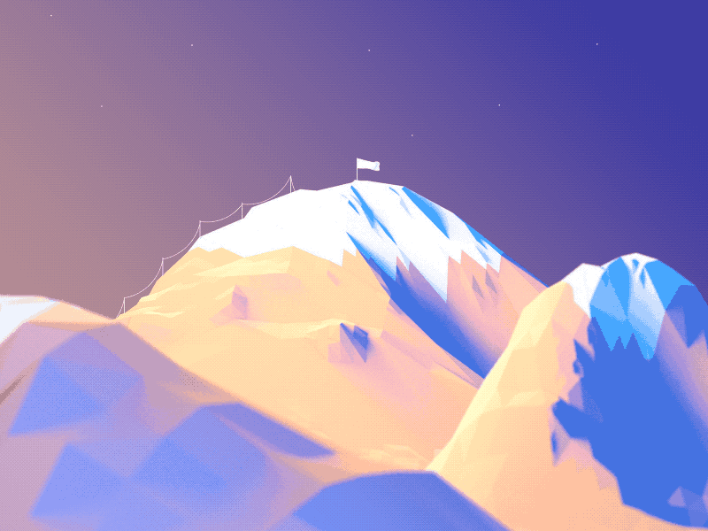 Morning Summit 3d animation c4d cinema 4d low poly mountains