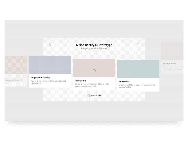 XR UI Prototype 3d a frame animation ui vr webvr xr
