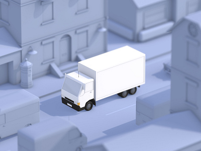 Delivery 3d c4d cinema 4d delivery isometric lorry low poly shipping truck van