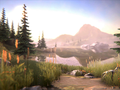 Mountain View VR 3d animation fog game grass landscape mountain sunrise unity unity artist unity3d vr wind