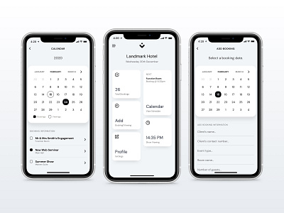 Venues App Dashboard booking calendar dashboard date iphone mobile ui venue venues