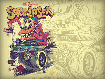 Chicken over Friar baseball design ed roth friar hot rod illustration loser padres rat fink san diego