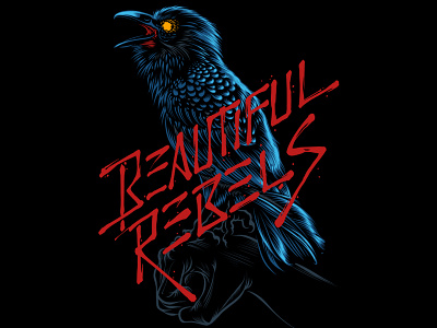 Rebel Crow art bird black blue crow design illustration rebel