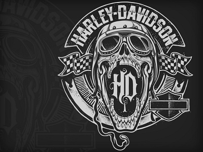 Harley-Davidson Crest black crest design harley illustration motorcycle skull