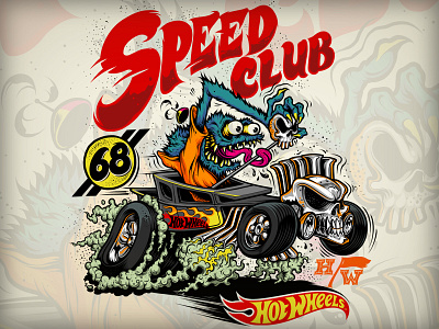 Speed Club - Hot Wheels car fink hotrod illsutration monster muscle rat speed