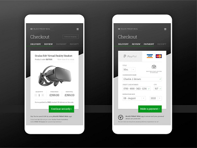 Oculus – checkout steps on mobile (UX, UI) app blackfriday checkout ecommerce mobile ui ux vr
