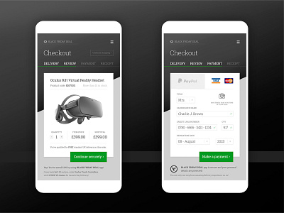 Oculus – checkout steps on mobile (UX, UI)