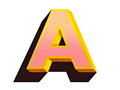 A 3d pink retro type typography yellow